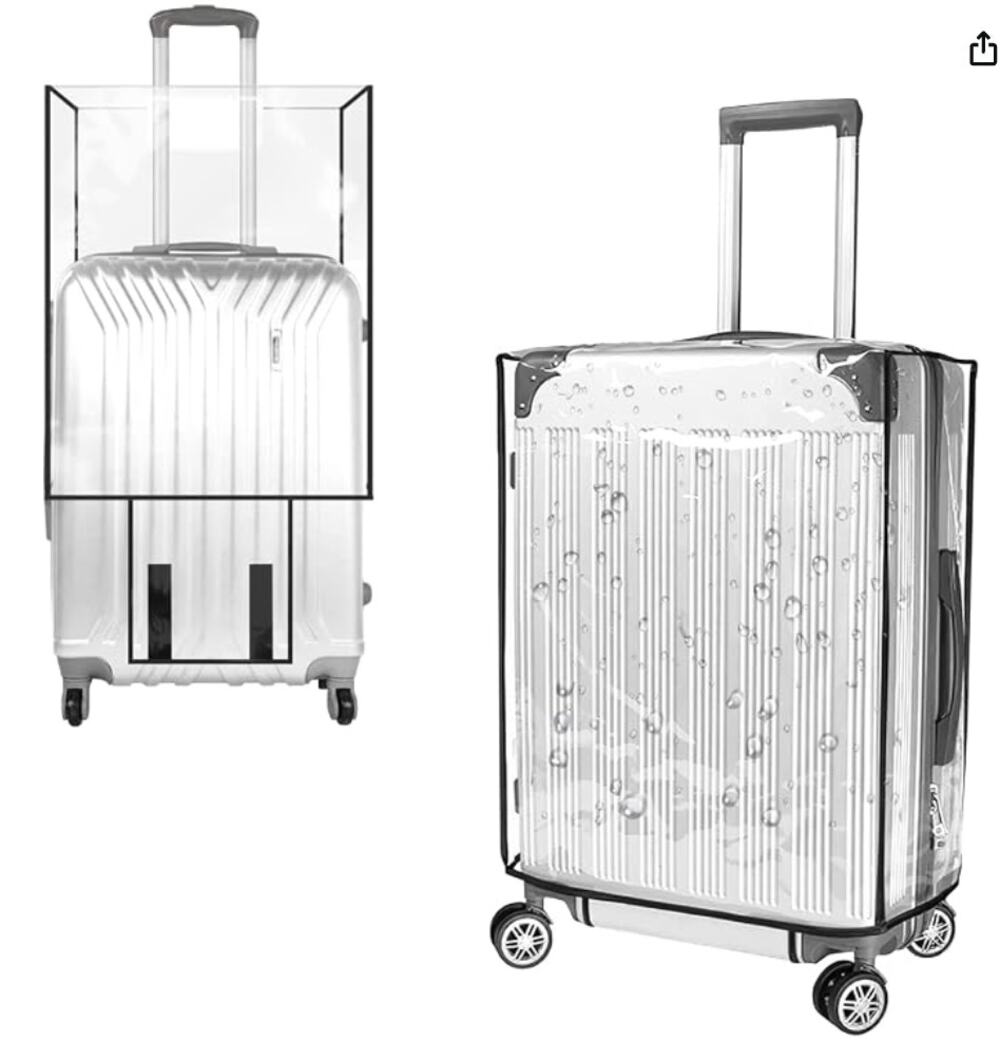 1 Pc Luggage Cover Clear PVC Suitcase Protector, Waterproof Transparent- Black